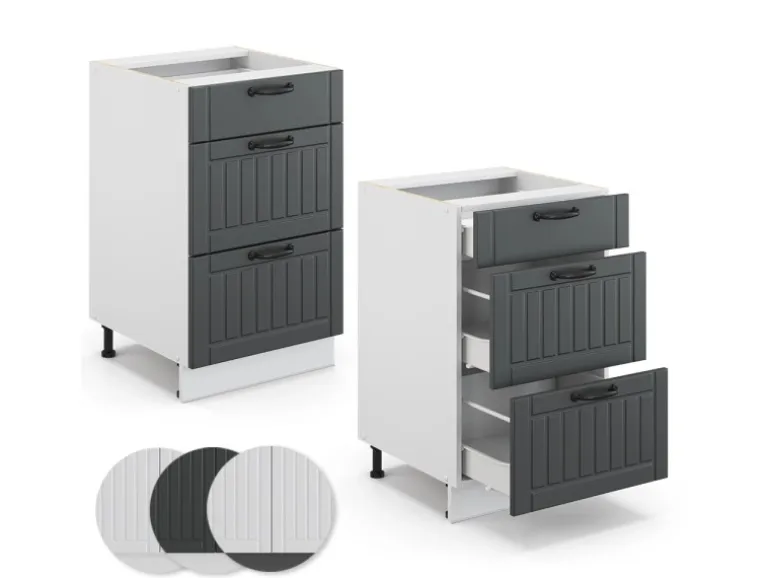 Vicco Küchenunterschrank Fame-Line Anthrazit/Weiß 50 cm ohne Arbeitsplatte