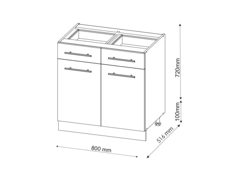 Vicco Küchenunterschrank Fame-Line Bordeaux Hochglanz/Weiß 80 cm AP Marmor