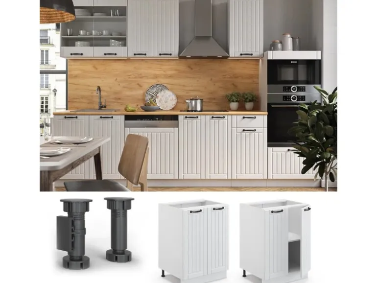 Vicco Küchenunterschrank Fame-Line Weiß Landhaus/Weiß 60 cm ohne Arbeitsplatte