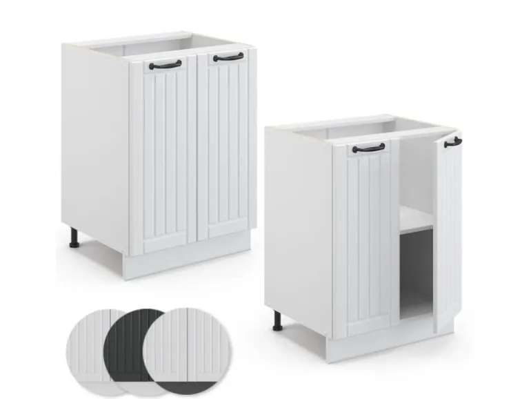 Vicco Küchenunterschrank Fame-Line Weiß Landhaus/Weiß 60 cm ohne Arbeitsplatte