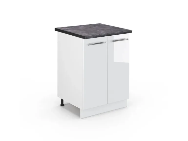 Vicco Küchenunterschrank Fame-Line Weiß Hochglanz/Weiß 60 cm AP Anthrazit