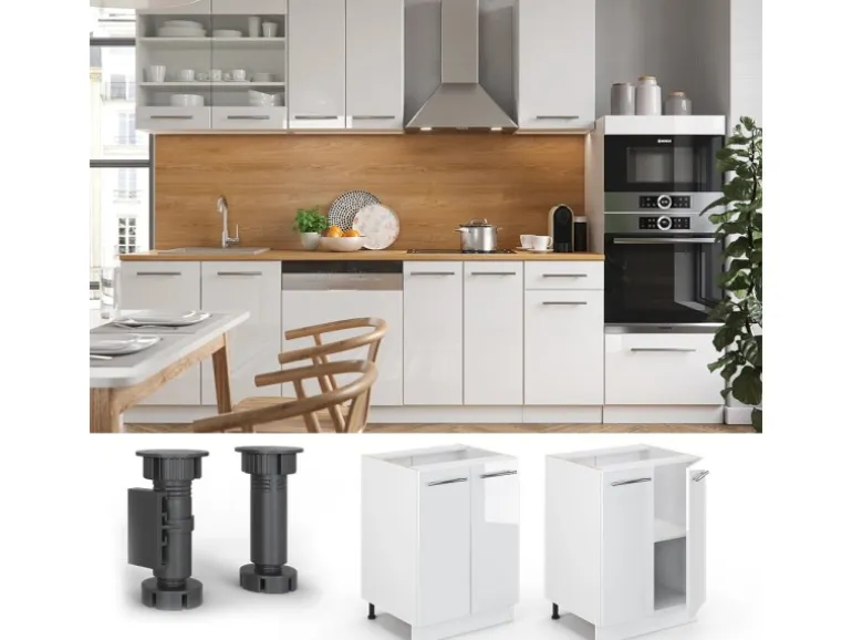 Vicco Küchenunterschrank Fame-Line Weiß Hochglanz/Weiß 60 cm AP Anthrazit