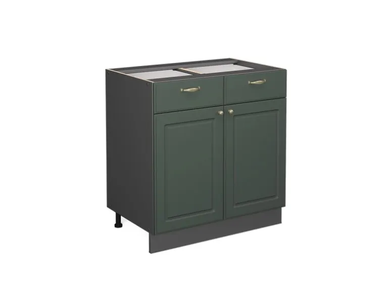 Vicco Küchenunterschrank Fame-Line Grün-Gold Landhaus/Anthrazit 80 cm ohne Arbeitsplatte