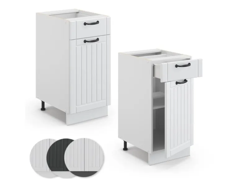 Vicco Küchenunterschrank Fame-Line Weiß Landhaus/Weiß 40 cm ohne Arbeitsplatte