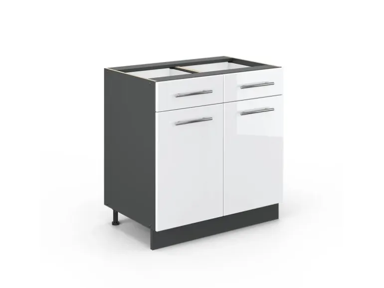 Vicco Küchenunterschrank Fame-Line Weiß Hochglanz/Anthrazit 80 cm ohne Arbeitsplatte