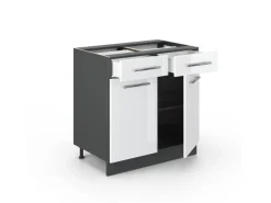 Vicco Küchenunterschrank Fame-Line Weiß Hochglanz/Anthrazit 80 cm ohne Arbeitsplatte