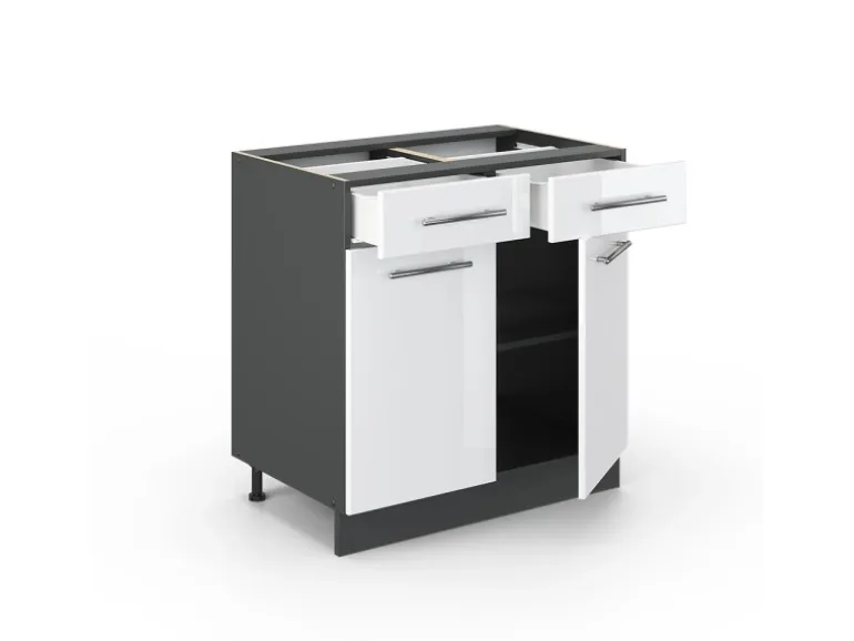 Vicco Küchenunterschrank Fame-Line Weiß Hochglanz/Anthrazit 80 cm ohne Arbeitsplatte