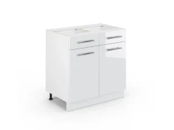 Vicco Küchenunterschrank Fame-Line Weiß Hochglanz/Weiß 80 cm ohne Arbeitsplatte