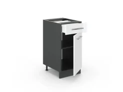 Vicco Küchenunterschrank Fame-Line Weiß Hochglanz/Anthrazit 40 cm AP Anthrazit