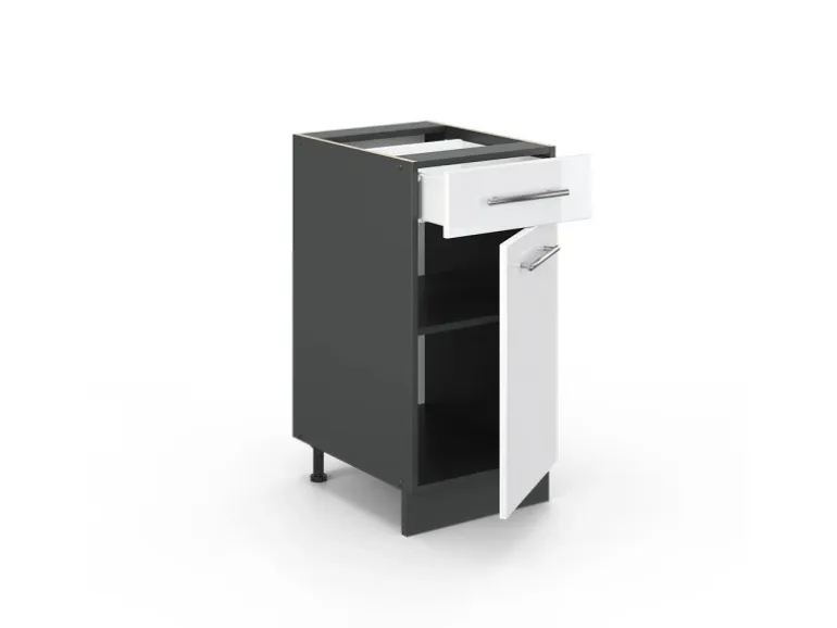 Vicco Küchenunterschrank Fame-Line Weiß Hochglanz/Anthrazit 40 cm AP Anthrazit