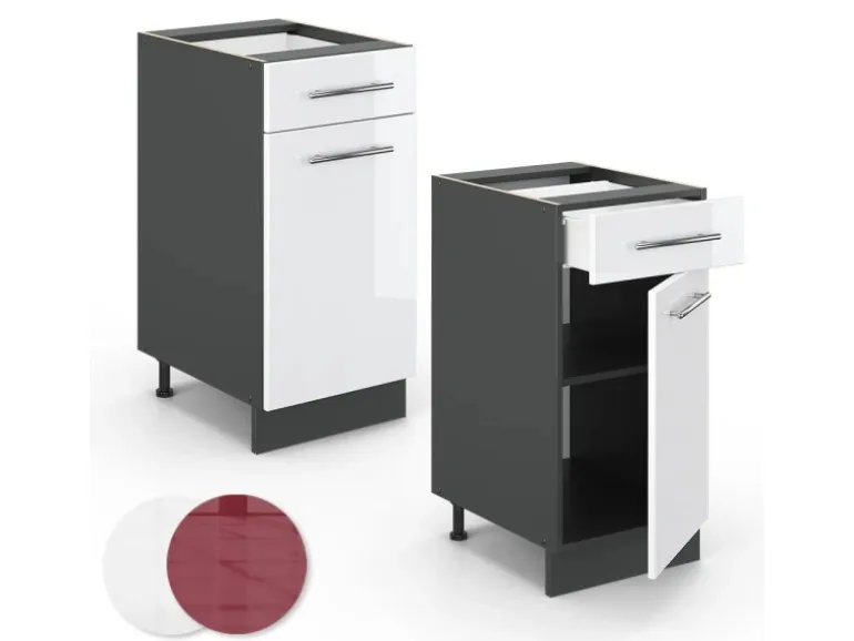 Vicco Küchenunterschrank Fame-Line Weiß Hochglanz/Anthrazit 40 cm ohne Arbeitsplatte