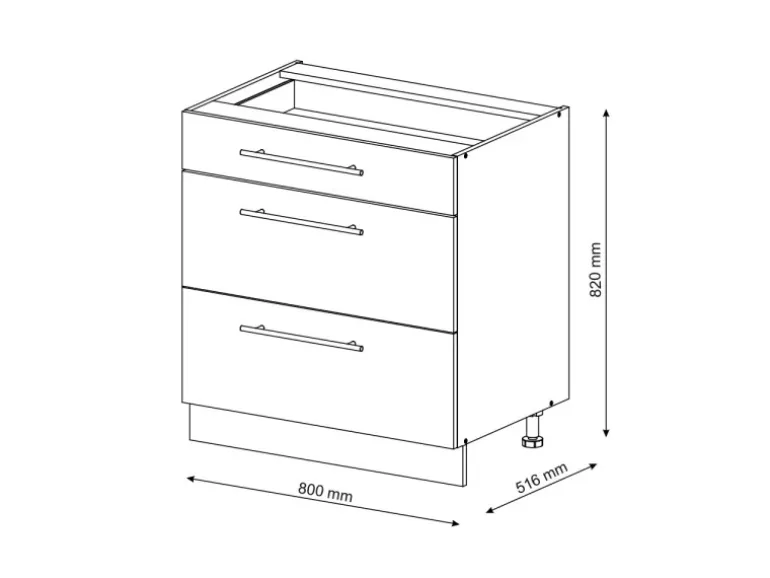 Vicco Küchenunterschrank Fame-Line Bordeaux Hochglanz/Weiß 80 cm mit 3 Schubladen ohne Arbeitsplatte