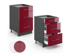 Vicco Küchenunterschrank Fame-Line Bordeaux Hochglanz/Anthrazit 50 cm ohne Arbeitsplatte