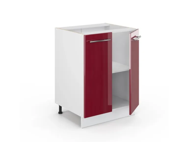Vicco Küchenunterschrank Fame-Line Bordeaux Hochglanz/Weiß 60 cm AP Marmor