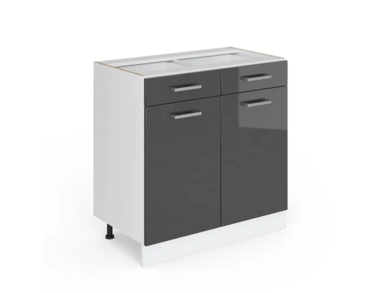 Vicco Küchenunterschrank R-Line Anthrazit Hochglanz/Weiß 80 cm ohne Arbeitsplatte