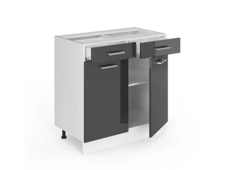 Vicco Küchenunterschrank R-Line Anthrazit Hochglanz/Weiß 80 cm ohne Arbeitsplatte