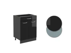 Vicco Küchenunterschrank R-Line Schwarz Hochglanz 60 cm mit Schublade ohne Arbeitsplatte mit Anthrazit Korpus