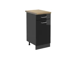 Vicco Küchenunterschrank R-Line Schwarz Hochglanz/Anthrazit 40 cm AP Eiche