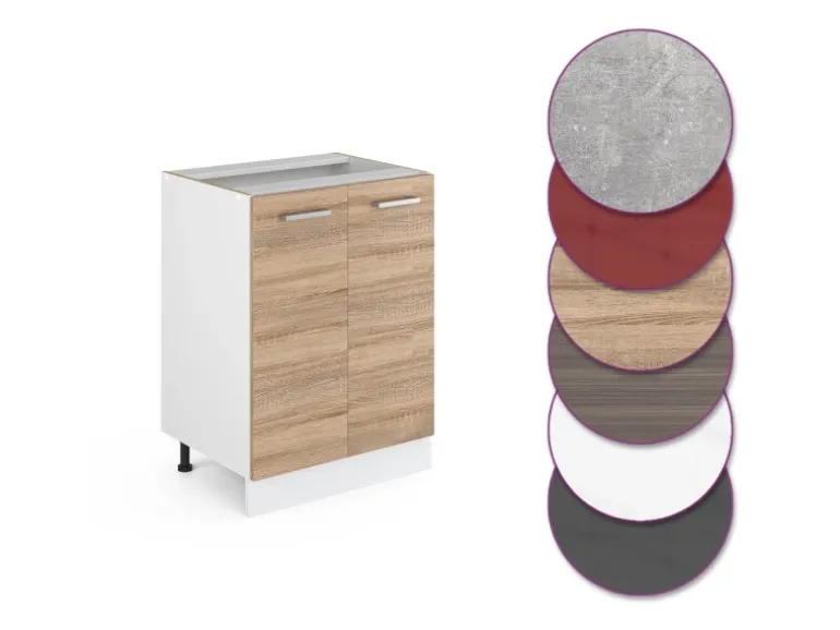 Vicco Küchenunterschrank R-Line Küchenkommode Sonoma/Weiß 60 cm ohne Arbeitsplatte