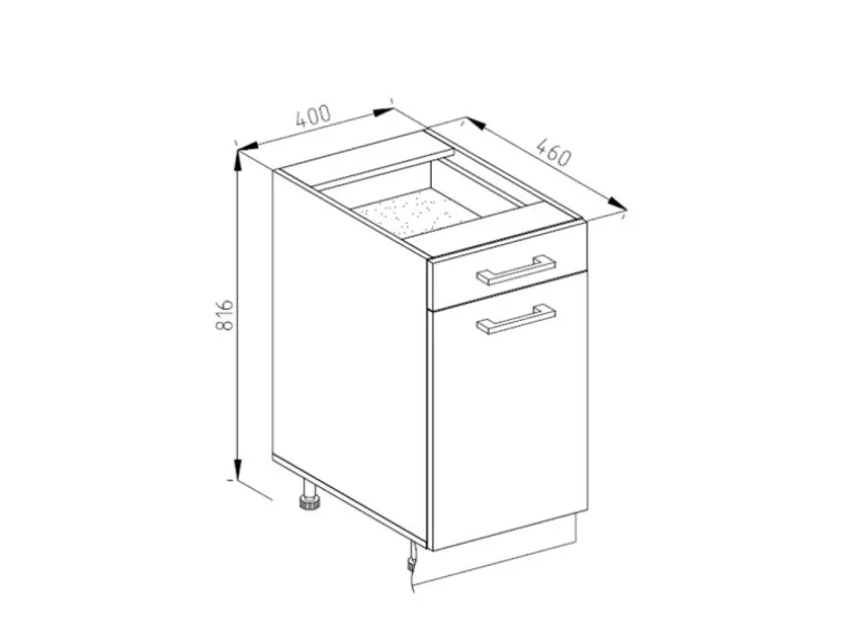 Vicco Küchenunterschrank R-Line Schubladenschrank für die Küche Weiß Hochglanz/Weiß 40 cm AP Marmor