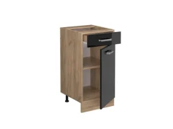Vicco Küchenunterschrank R-Line Schwarz Hochglanz/Goldkraft Eiche 40 cm AP Anthrazit