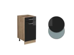 Vicco Küchenunterschrank R-Line Schwarz Hochglanz/Goldkraft Eiche 40 cm AP Anthrazit