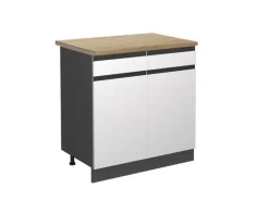 Vicco Küchenunterschrank R-Line Schubladenschrank für die Küche Weiß/Anthrazit 80 cm AP Eiche