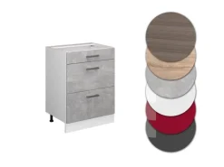Vicco Küchenunterschrank R-Line Beton/Weiß 60 cm mit Schubladen ohne Arbeitsplatte