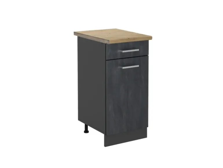 Vicco Küchenunterschrank R-Line Schwarz Beton/Anthrazit 40 cm AP Eiche