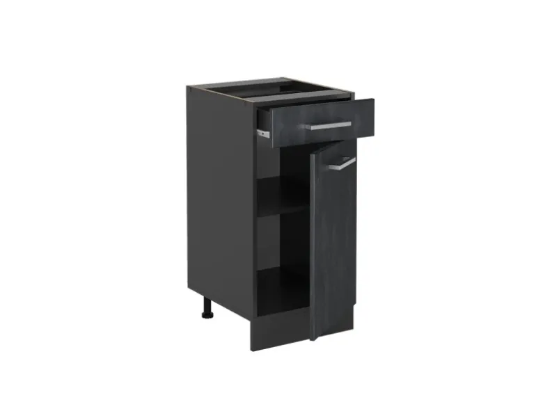 Vicco Küchenunterschrank R-Line Schwarz Beton/Anthrazit 40 cm AP Eiche