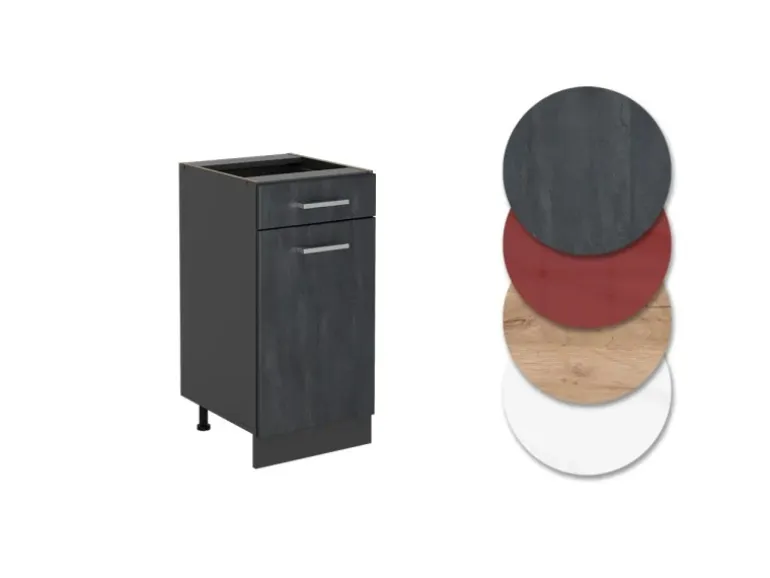 Vicco Küchenunterschrank R-Line Schwarz Beton/Anthrazit 40 cm AP Eiche