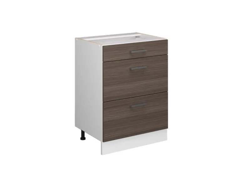 Vicco Küchenunterschrank R-Line Grau/Weiß 60 cm mit Schubladen ohne Arbeitsplatte
