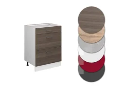Vicco Küchenunterschrank R-Line Grau/Weiß 60 cm mit Schubladen ohne Arbeitsplatte