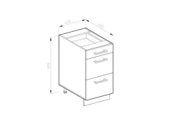 Vicco Küchenunterschrank R-Line Rot/Anthrazit 40 cm J-Shape mit Schubladen ohne Arbeitsplatte