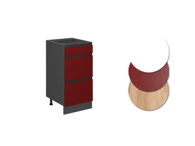 Vicco Küchenunterschrank R-Line Rot/Anthrazit 40 cm J-Shape mit Schubladen ohne Arbeitsplatte