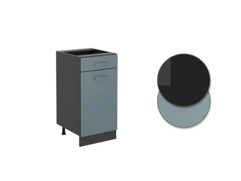 Vicco Küchenunterschrank R-Line Blau-Grau/Anthrazit 40 cm AP Anthrazit