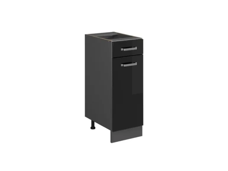 Vicco Küchenunterschrank R-Line Schwarz Hochglanz/Anthrazit 30 cm ohne Arbeitsplatte