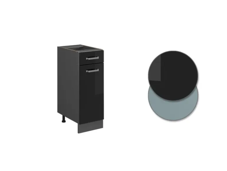 Vicco Küchenunterschrank R-Line Schwarz Hochglanz/Anthrazit 30 cm ohne Arbeitsplatte