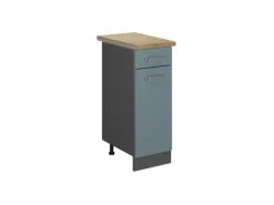 Vicco Küchenunterschrank R-Line Schubladenschrank für die Küche Blau-Grau/Anthrazit 30 cm AP Eiche