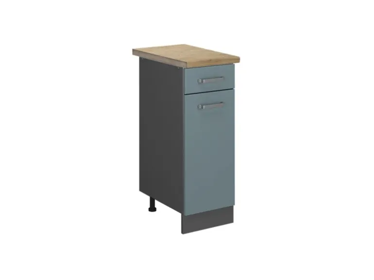 Vicco Küchenunterschrank R-Line Schubladenschrank für die Küche Blau-Grau/Anthrazit 30 cm AP Eiche