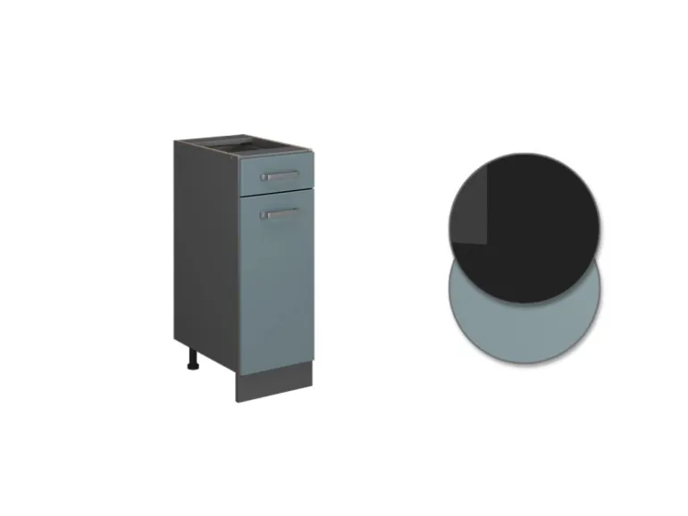 Vicco Küchenunterschrank R-Line Schubladenschrank für die Küche Blau-Grau/Anthrazit 30 cm AP Eiche