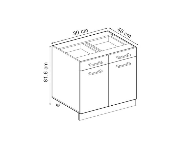 Vicco Küchenunterschrank R-Line Artisan-Eiche/Goldkraft Eiche 80 cm ohne Arbeitsplatte