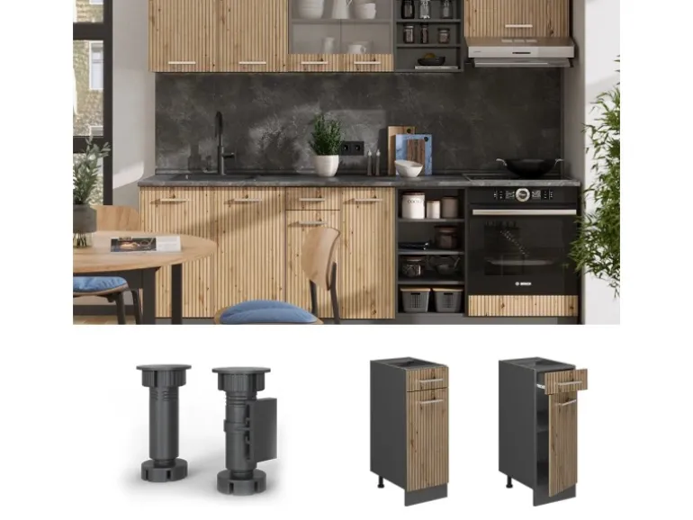 Vicco Küchenunterschrank R-Line Artisan-Eiche/Anthrazit 30 cm ohne Arbeitsplatte