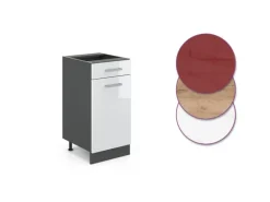 Vicco Küchenunterschrank R-Line Weiß Hochglanz/Anthrazit 40 cm AP Eiche