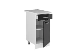 Vicco Küchenunterschrank R-Line Schwarz Hochglanz/Weiß 40 cm AP Marmor