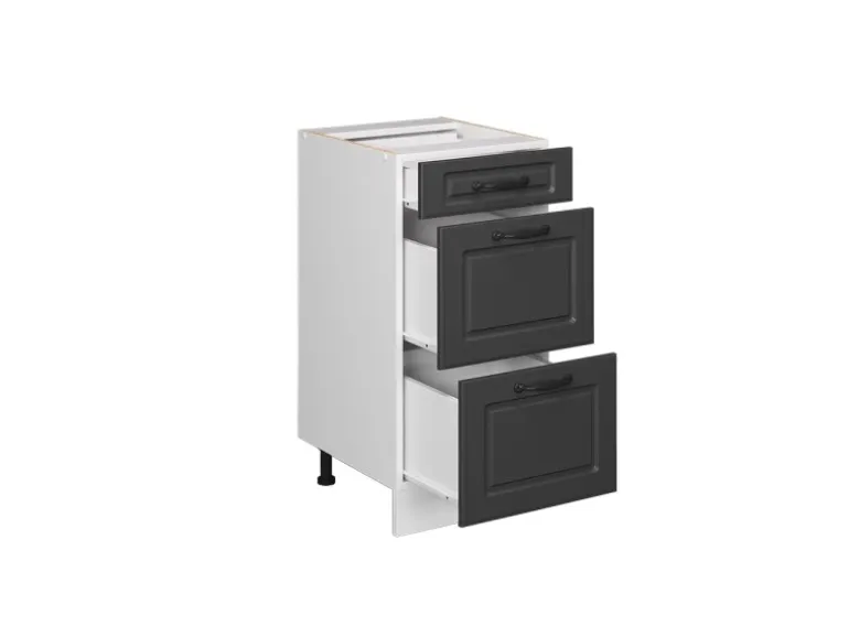 Vicco Küchenunterschrank R-Line Anthrazit Landhaus/Weiß 40 cm mit Schubladen ohne Arbeitsplatte