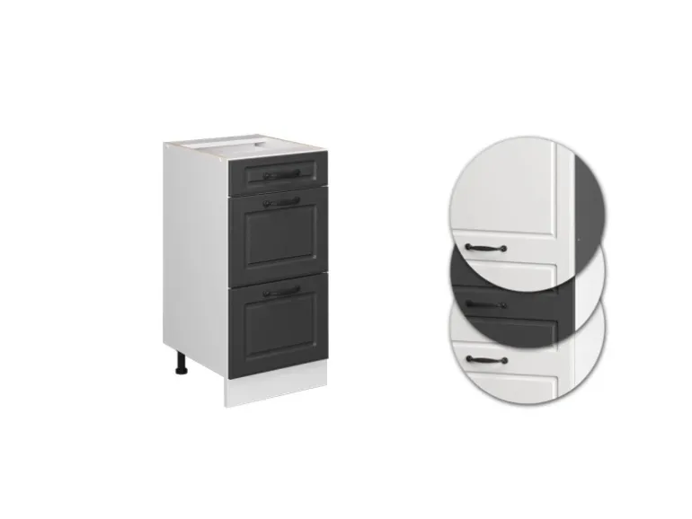 Vicco Küchenunterschrank R-Line Anthrazit Landhaus/Weiß 40 cm mit Schubladen ohne Arbeitsplatte