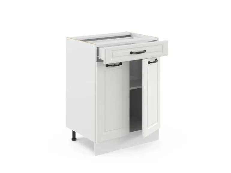 Vicco Küchenunterschrank R-Line Weiß Landhaus/Weiß 60 cm mit Schublade ohne Arbeitsplatte