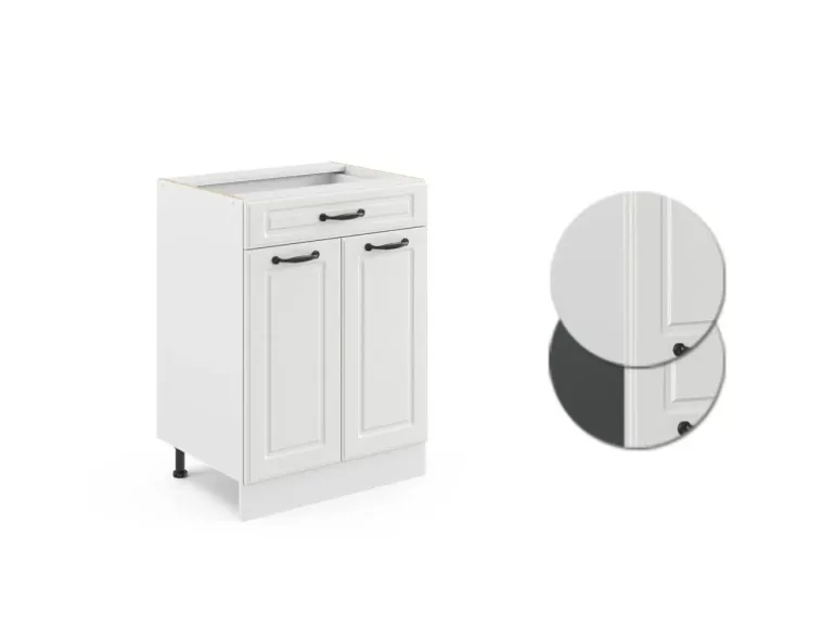Vicco Küchenunterschrank R-Line Weiß Landhaus/Weiß 60 cm mit Schublade ohne Arbeitsplatte
