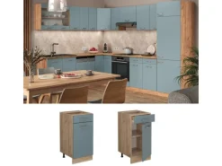 Vicco Küchenunterschrank R-Line Blau-Grau/Goldkraft Eiche 40 cm AP Anthrazit